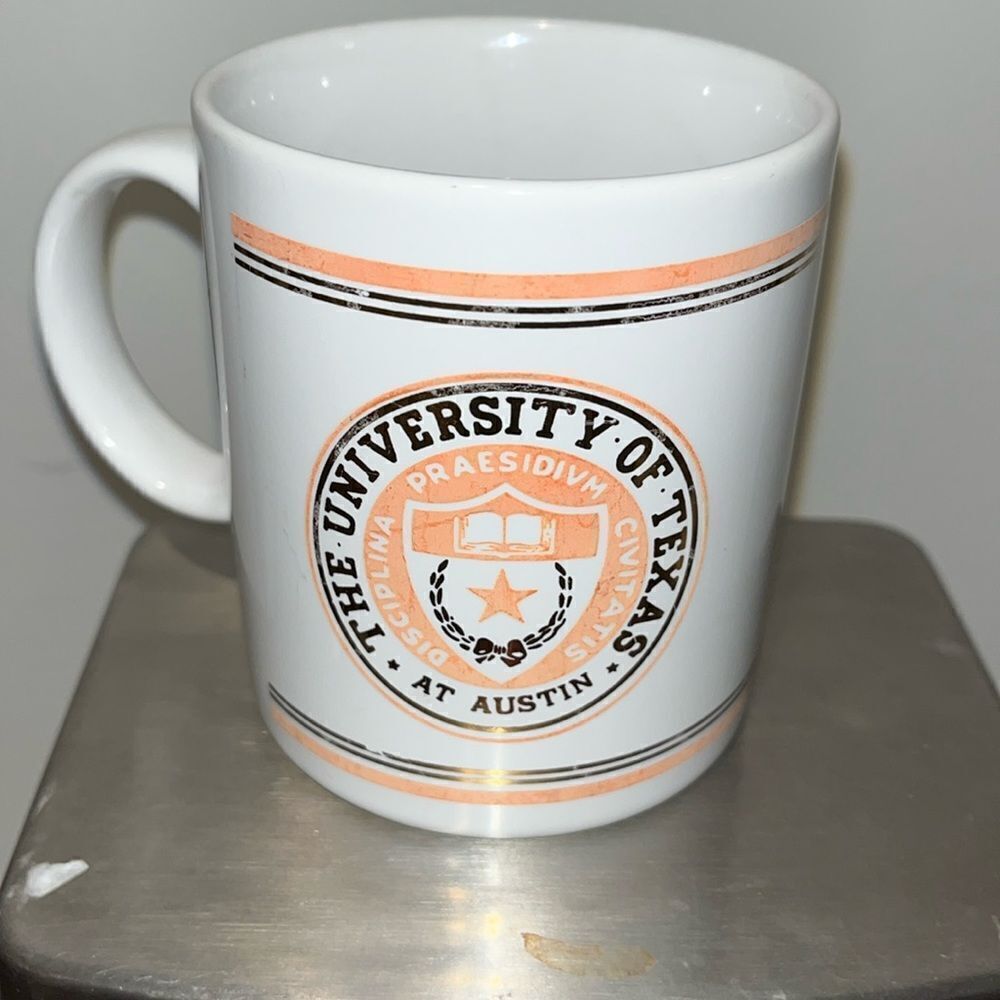 UT University TEXAS Austin white orange LONGHORNS CERAMIC COLLEGE COFFEE MUG CUP